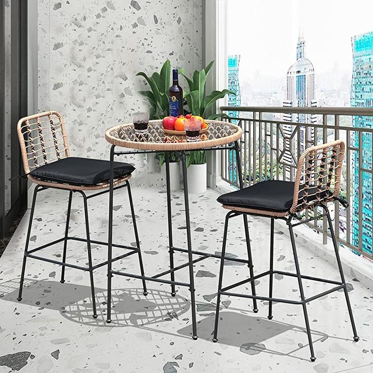5PCS Rattan Patio Bar Set